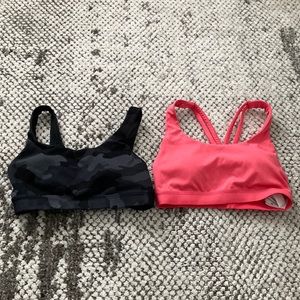 2 champion sports bras hot pink and dark camo size xs